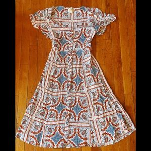 Anthropologie Maeve button front tile dress - size 4